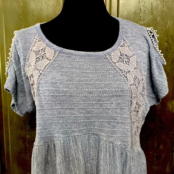 Style & Co open shoulders OS shortsleeved sweater blouse size XS but fits M - Picture 4 of 10